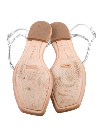 Veronica Beard Leather T-Strap Sandals