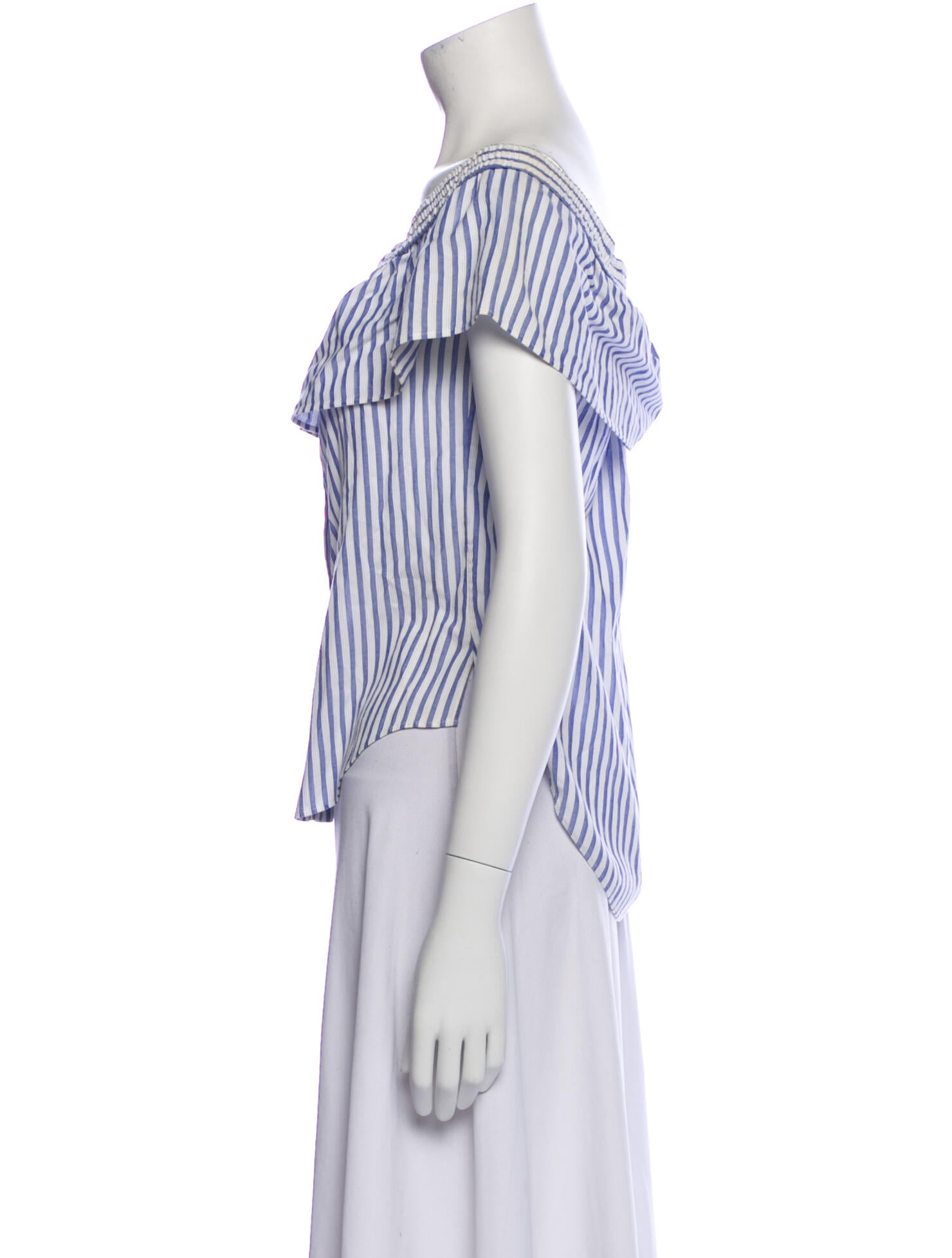 Veronica Beard Striped Off-The-Shoulder Button-Up Top