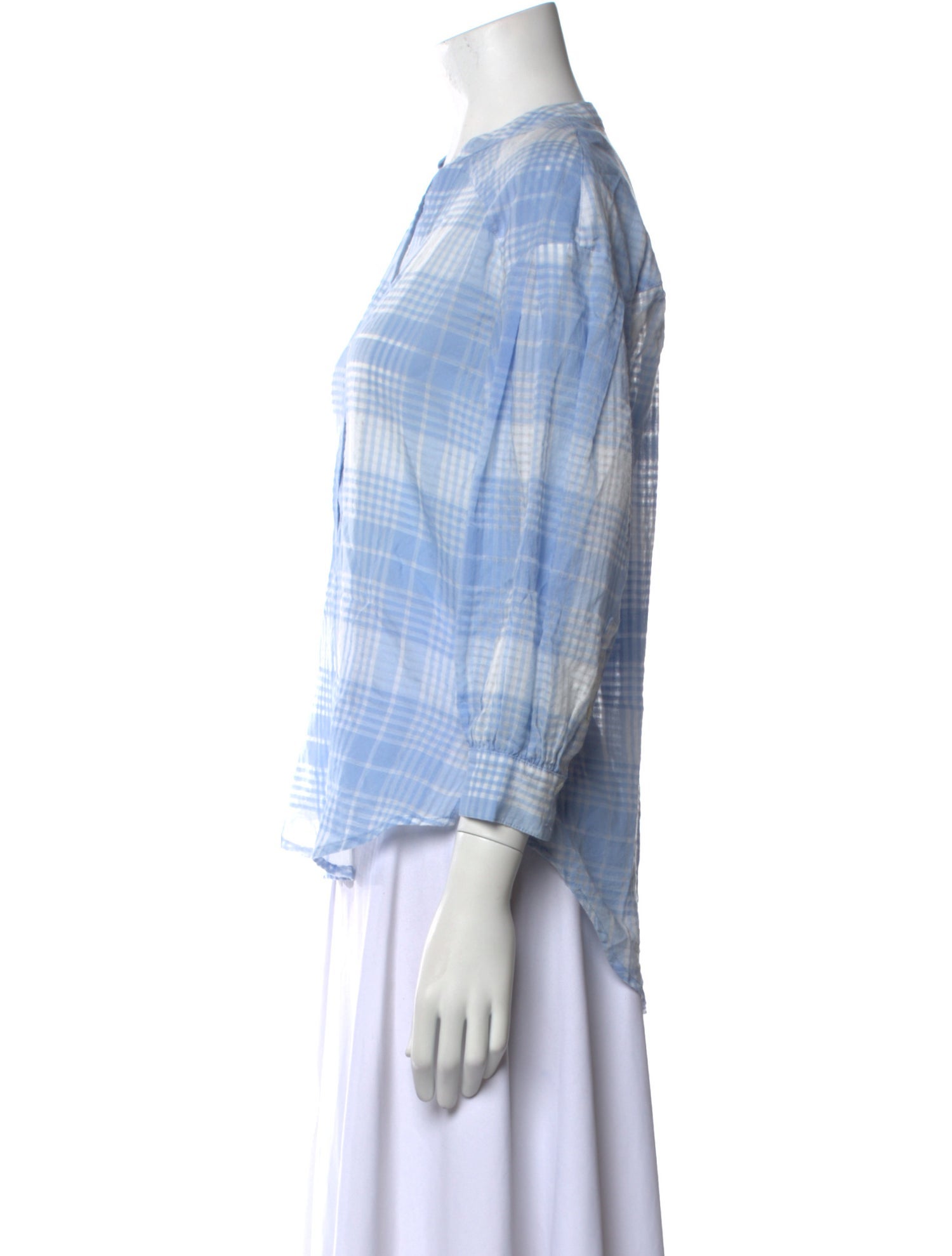 Veronica Beard Plaid Print V-Neck Blouse