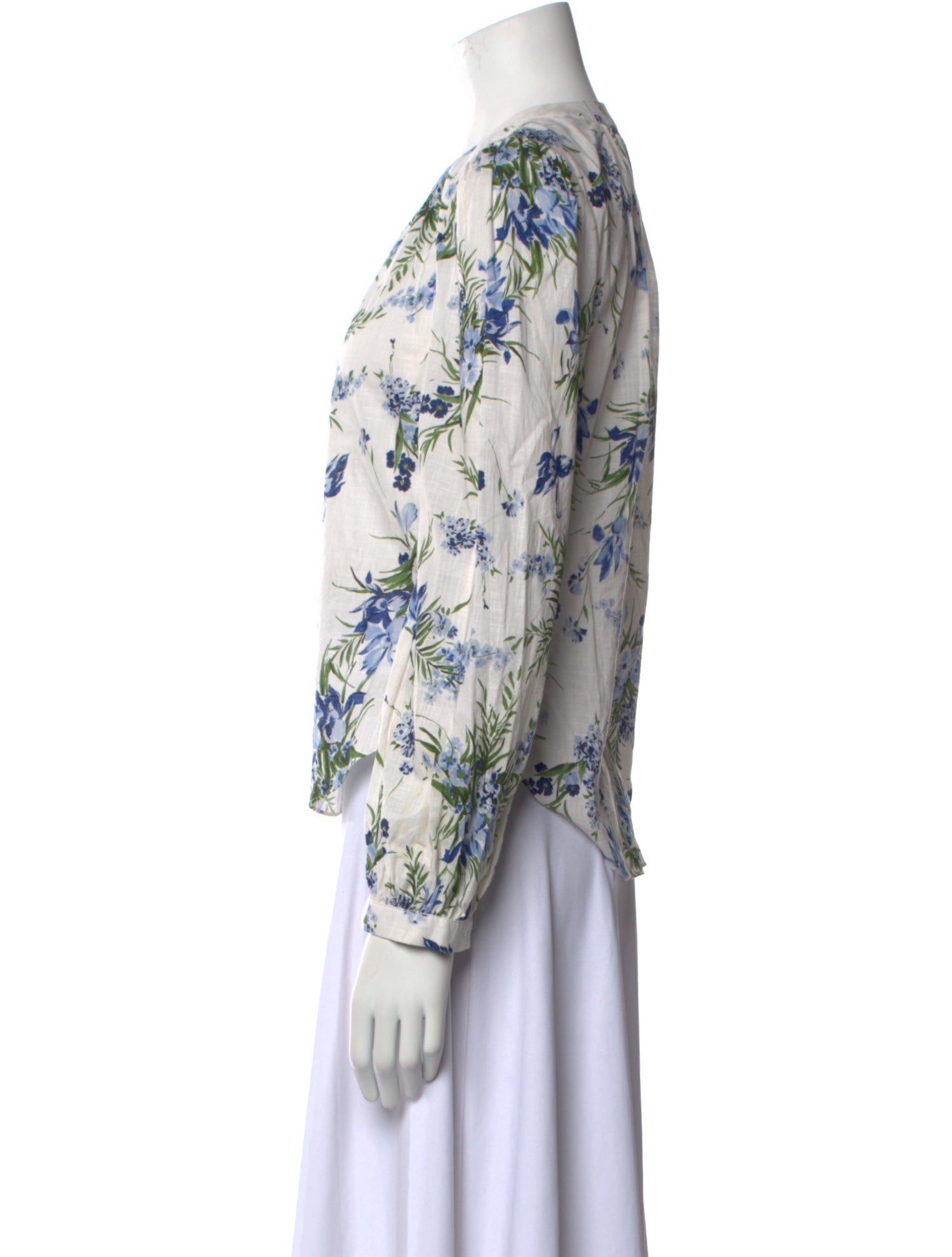 Veronica Beard Floral Print Crew Neck Blouse