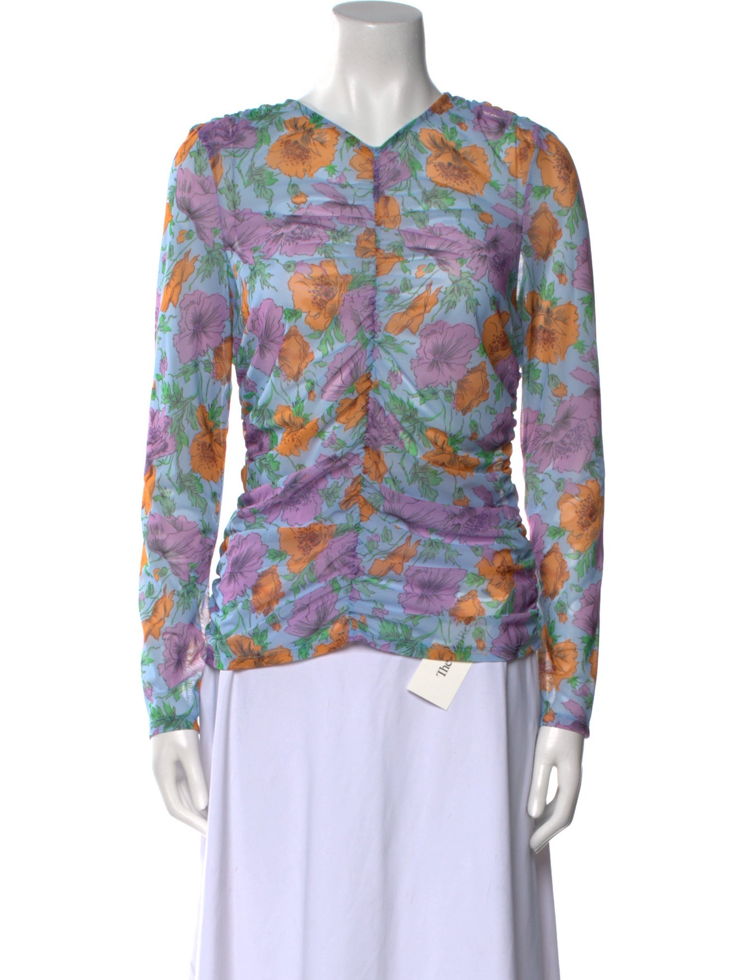 Veronica Beard Printed V-Neck Blouse