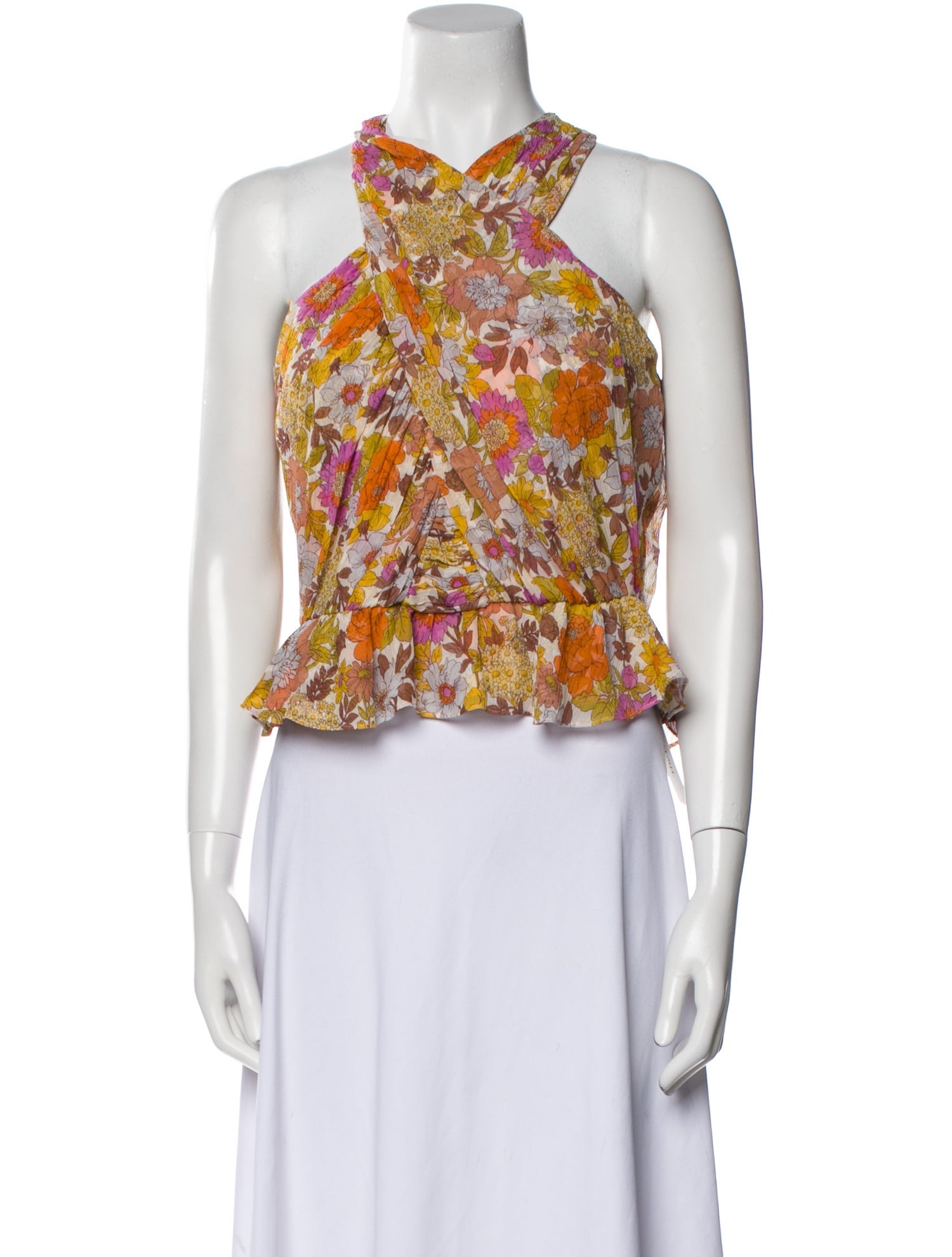 Veronica Beard Silk Floral Print Crop Top w/ Tags