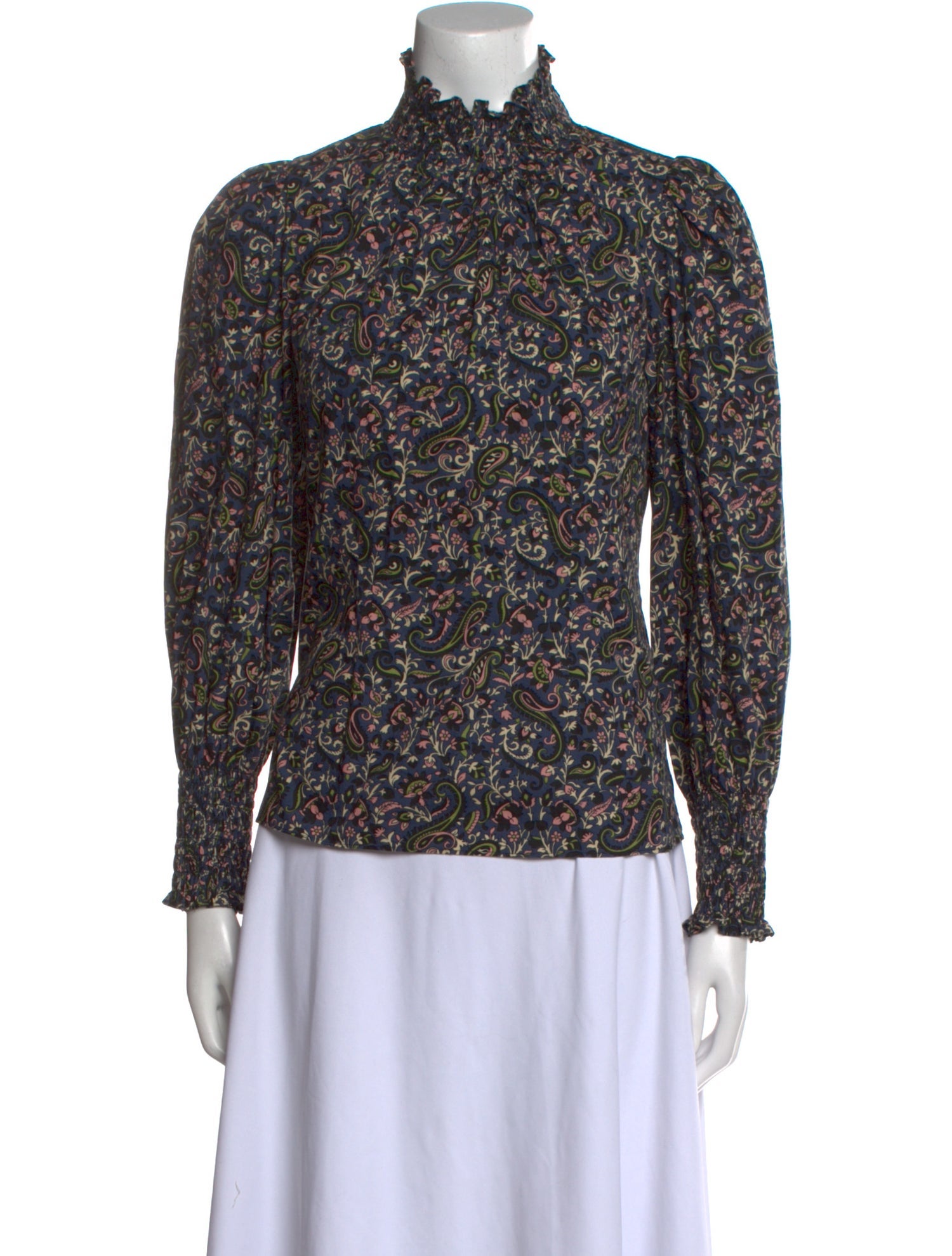 Veronica Beard Paisley Print Mock Neck Blouse
