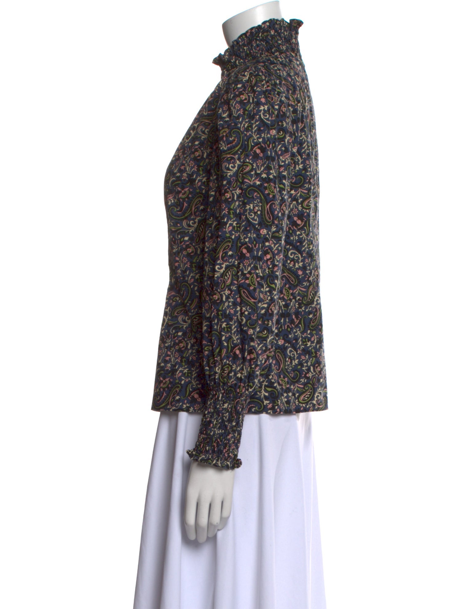 Veronica Beard Paisley Print Mock Neck Blouse