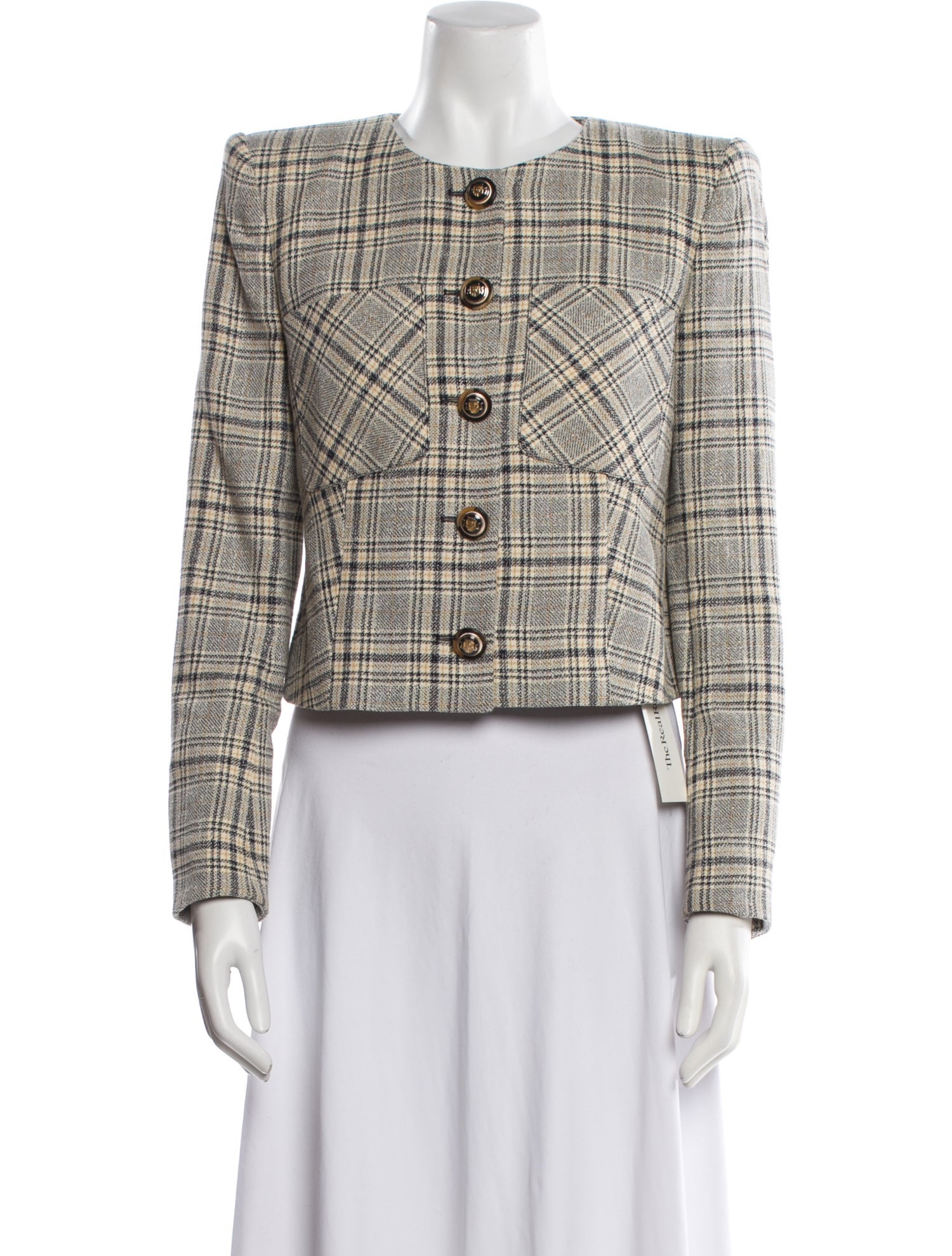 Veronica Beard Plaid Print Evening Jacket