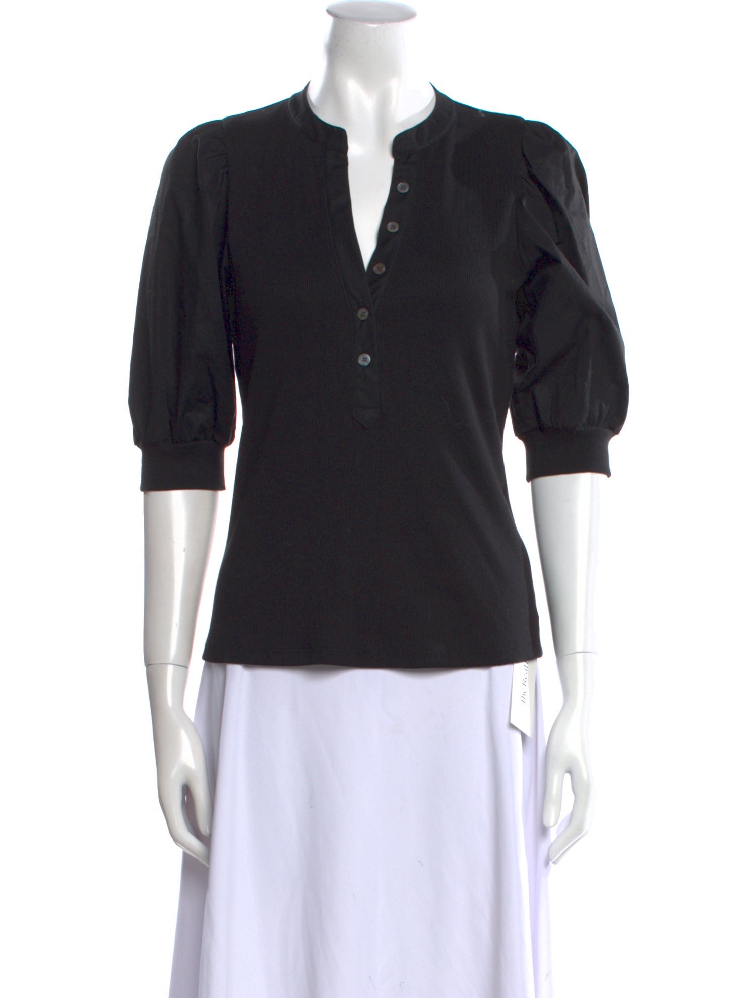 Veronica Beard V-Neck Three-Quarter Sleeve Polo