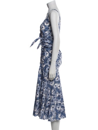 Veronica Beard Floral Print Long Dress