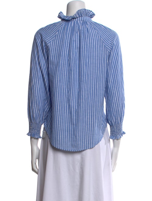 Veronica Beard Striped Mock Neck Button-Up Top