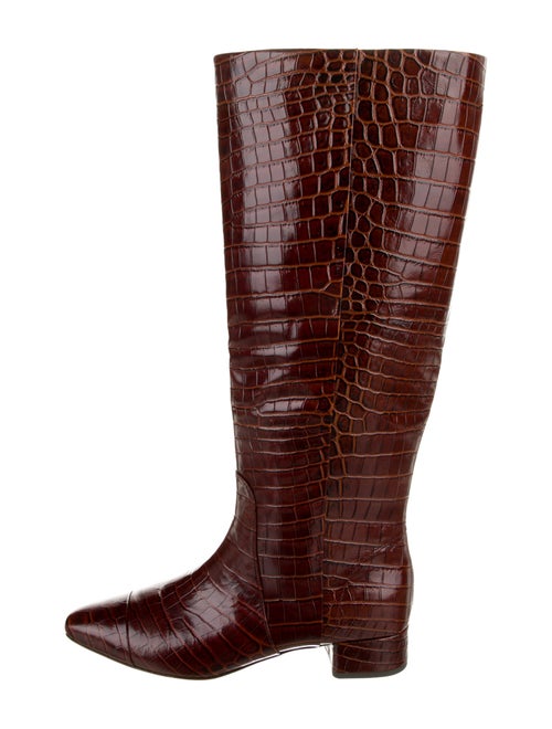 Veronica Beard Embossed Leather Animal Print Riding Boots