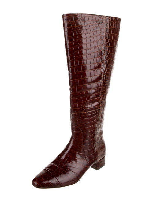 Veronica Beard Embossed Leather Animal Print Riding Boots