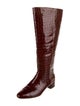 Veronica Beard Embossed Leather Animal Print Riding Boots