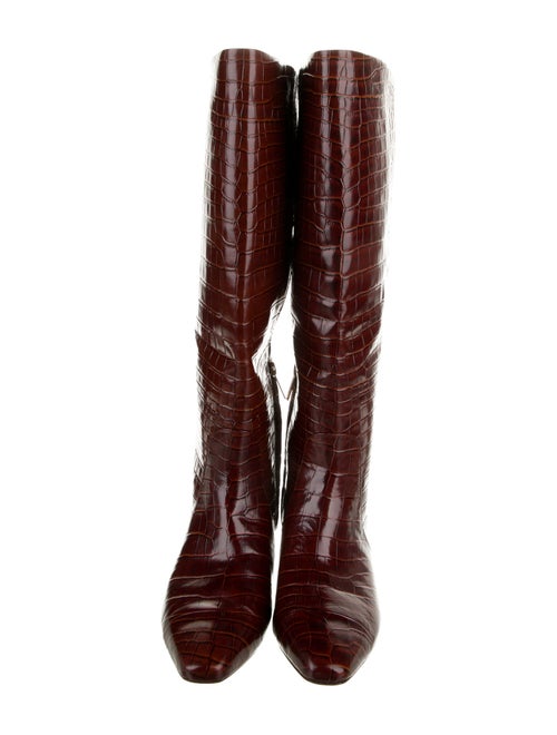 Veronica Beard Embossed Leather Animal Print Riding Boots