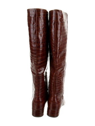 Veronica Beard Embossed Leather Animal Print Riding Boots