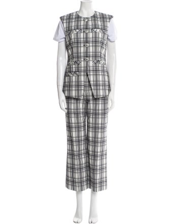 Veronica Beard Plaid Print Pant Set