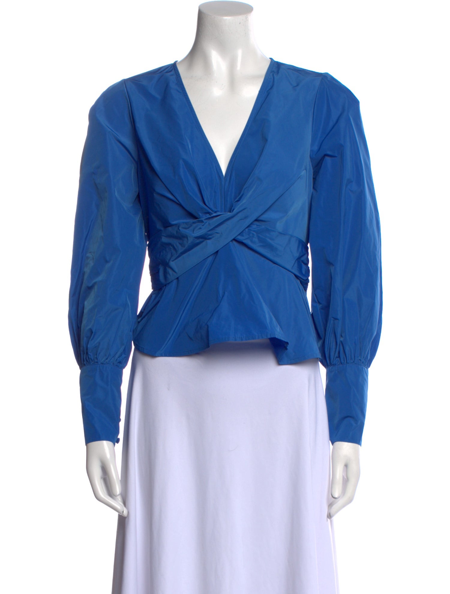 Veronica Beard V-Neck Long Sleeve Crop Top