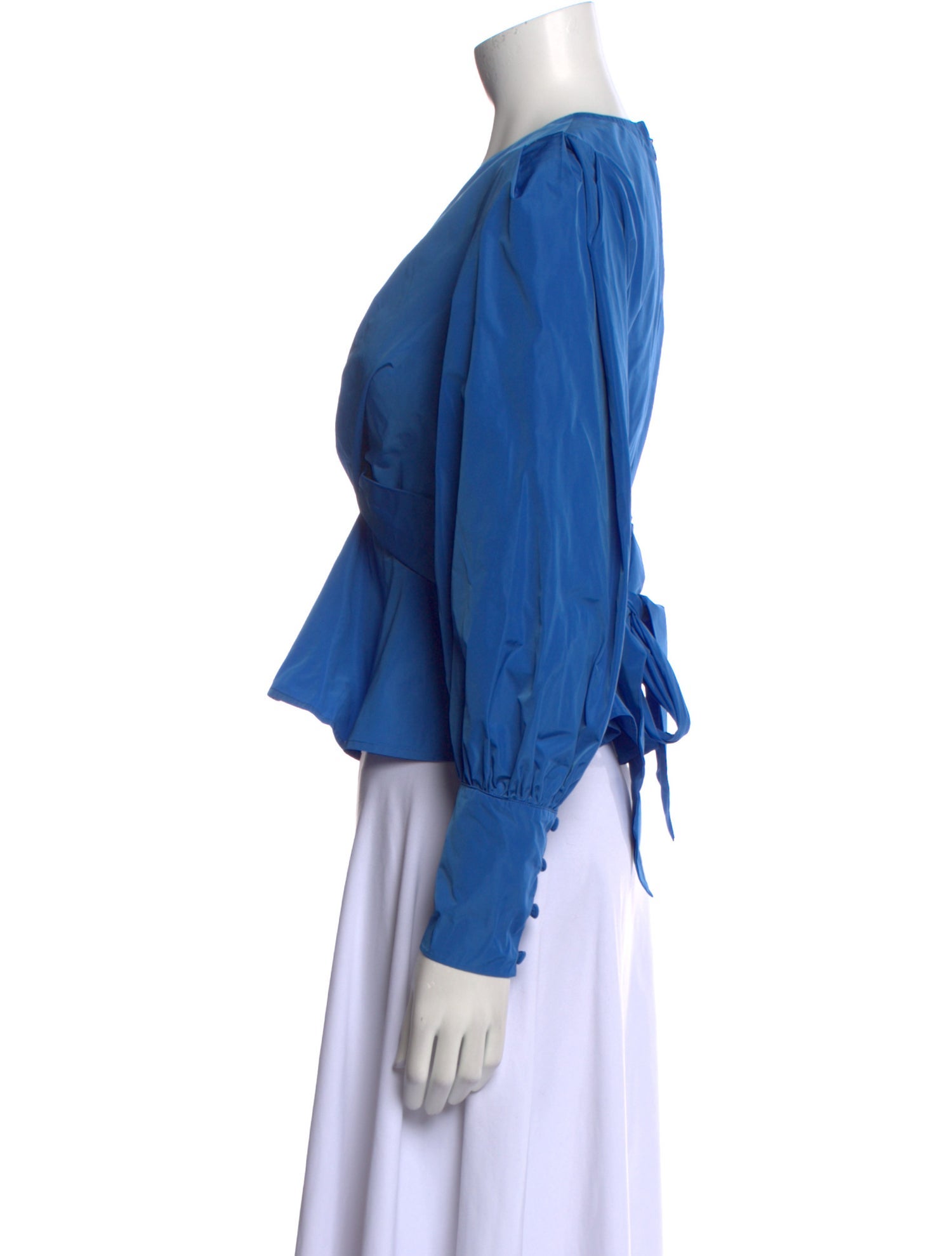 Veronica Beard V-Neck Long Sleeve Crop Top