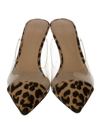 Veronica Beard Canvas Animal Print Mules