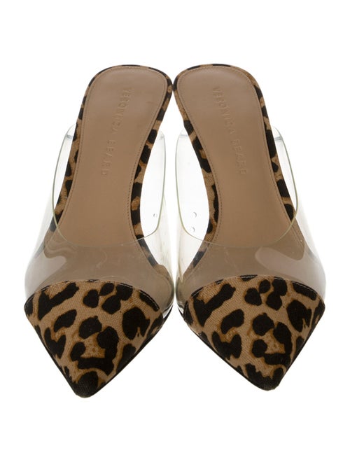 Veronica Beard Canvas Animal Print Mules