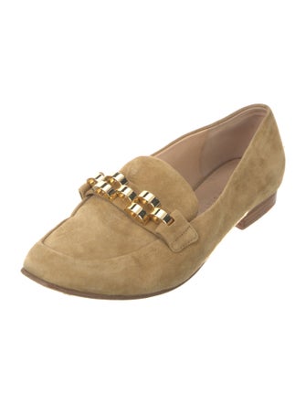 Veronica Beard Suede Chain-Link Accents Loafers