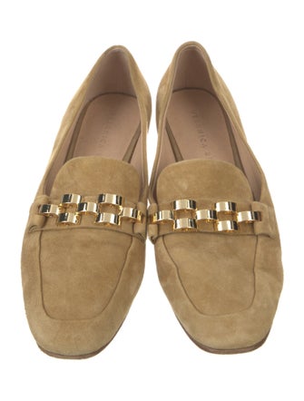 Veronica Beard Suede Chain-Link Accents Loafers