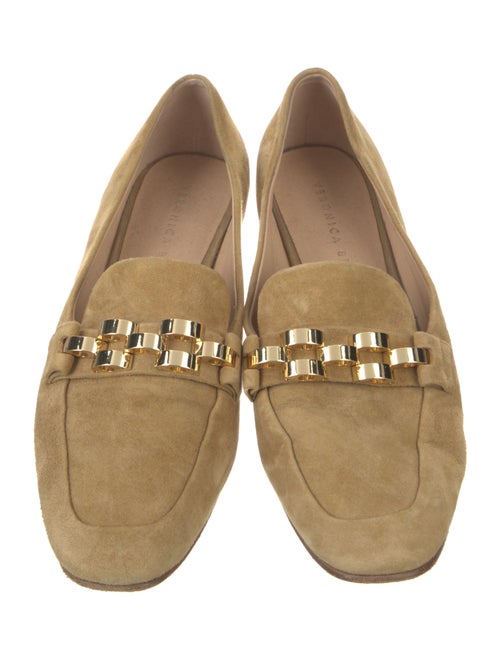 Veronica Beard Suede Chain-Link Accents Loafers