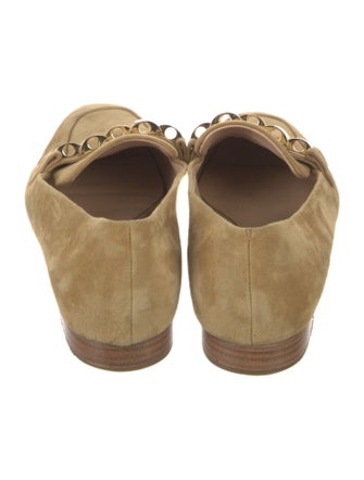 Veronica Beard Suede Chain-Link Accents Loafers