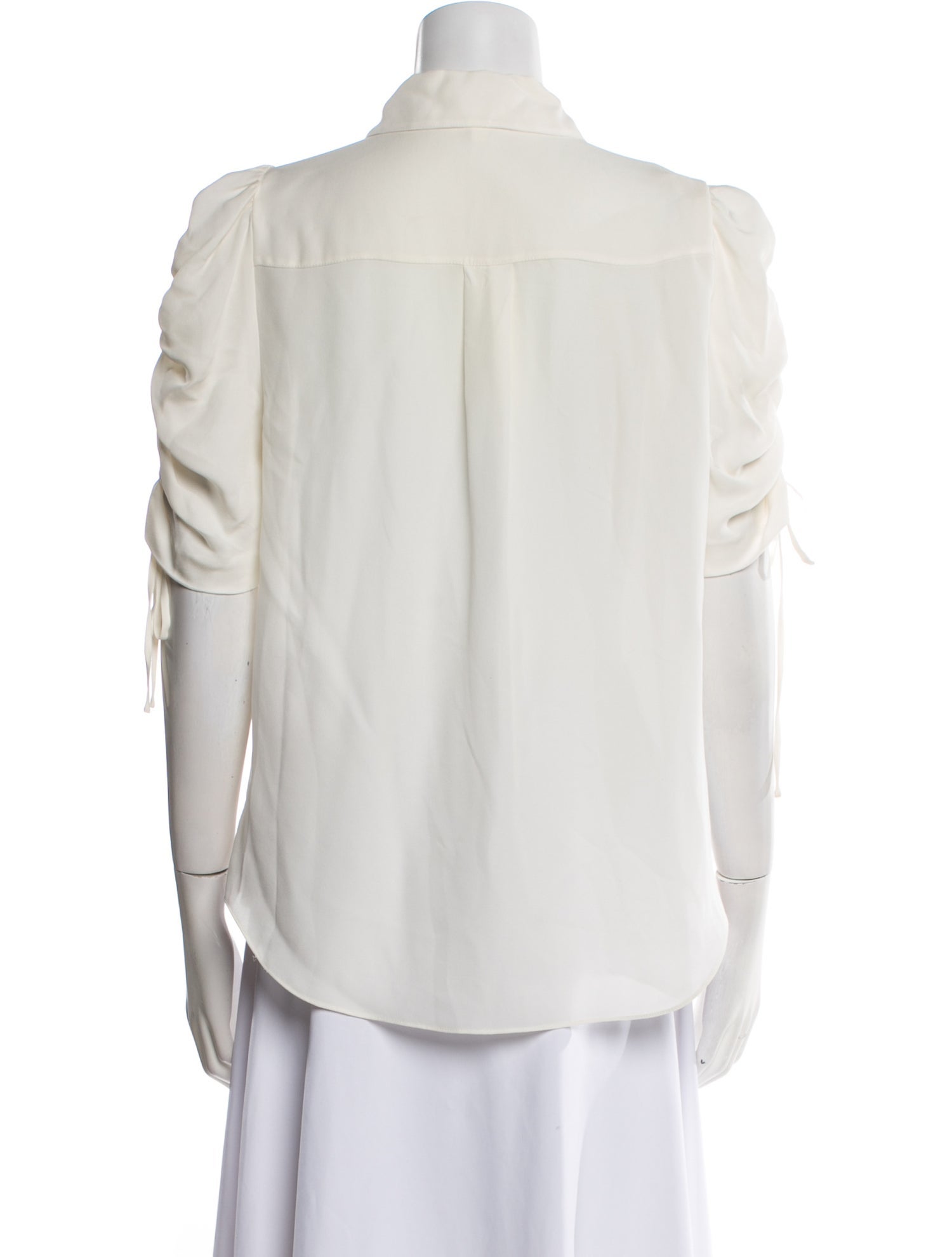 Veronica Beard Silk Three-Quarter Sleeve Button-Up Top