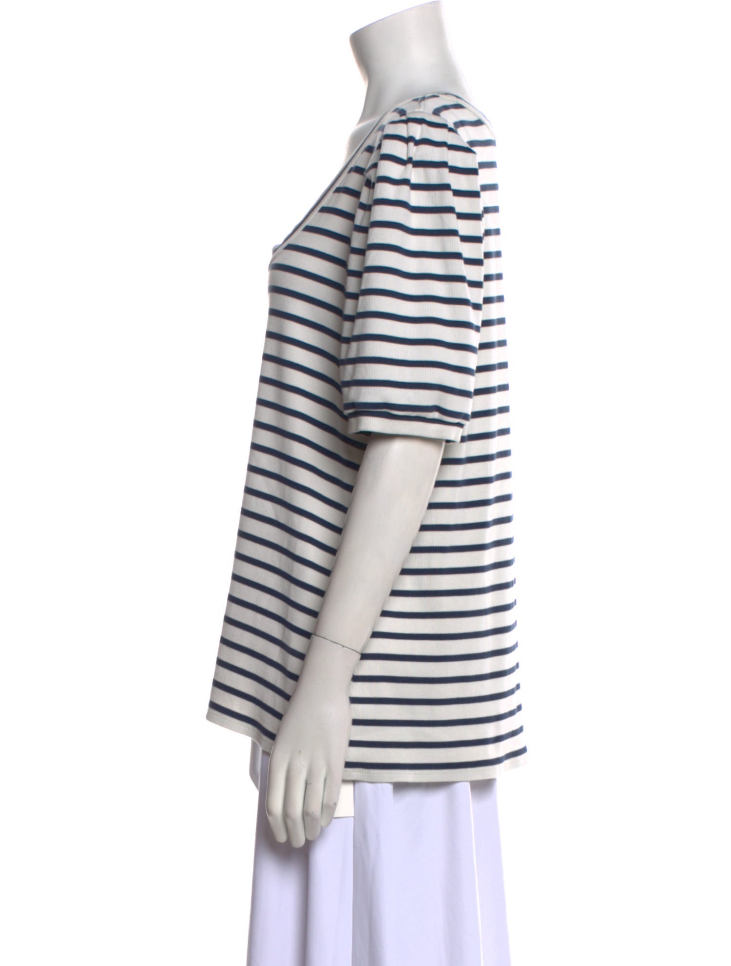 Veronica Beard Striped Scoop Neck T-Shirt