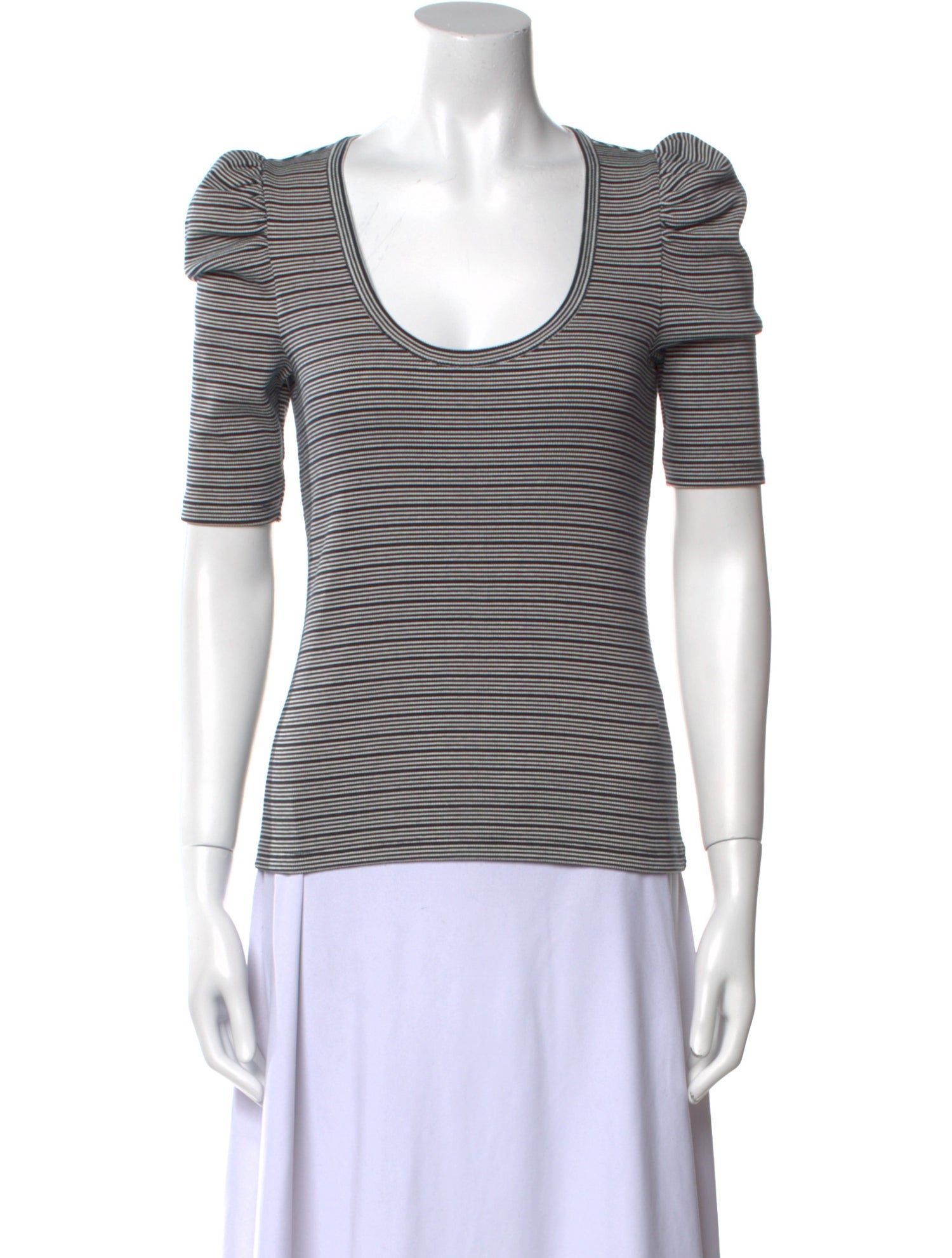 Veronica Beard Striped Scoop Neck T-Shirt