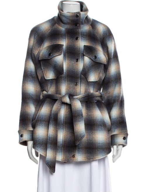 Veronica Beard Plaid Print Faux Fur Jacket