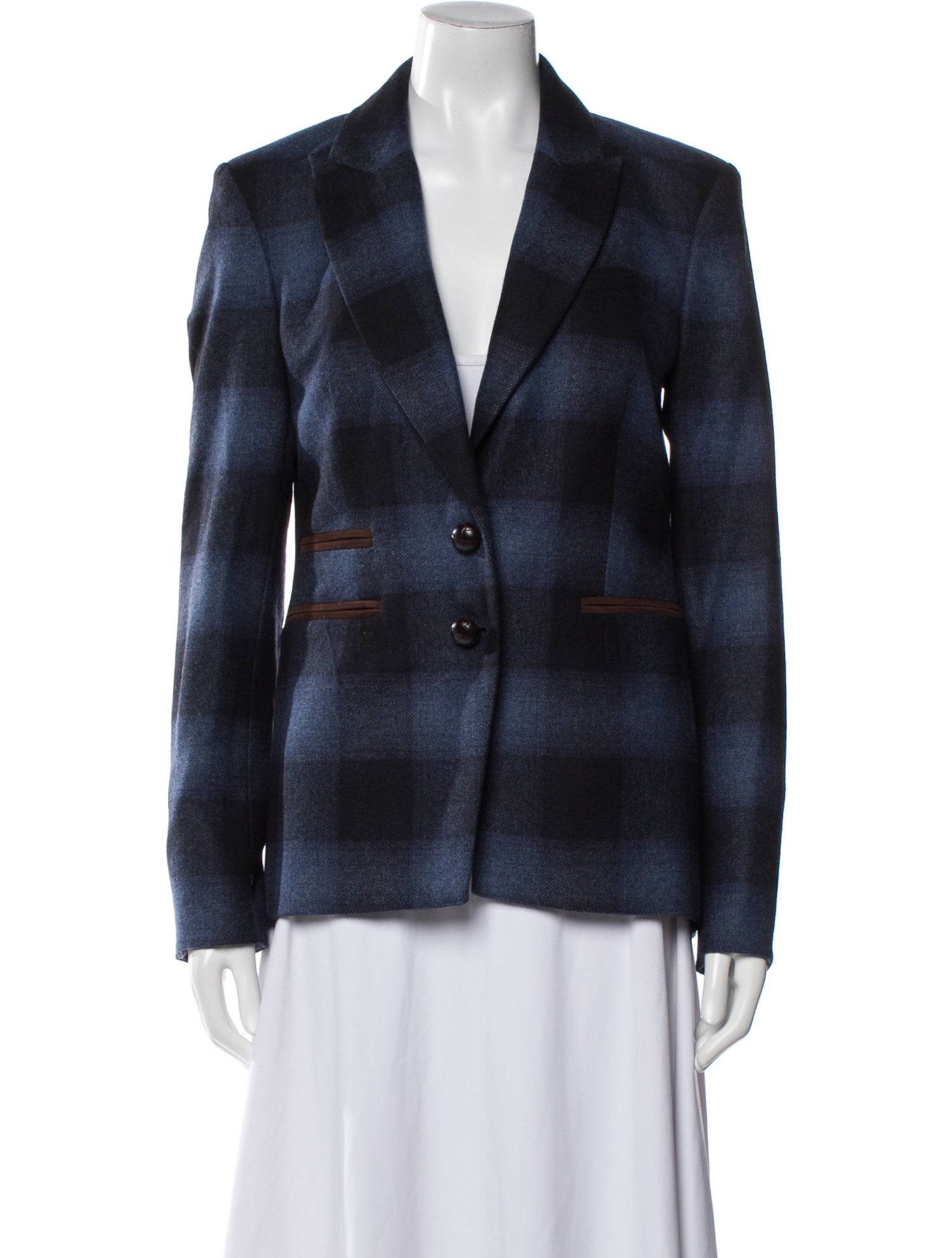 Veronica Beard Wool Plaid Print Blazer