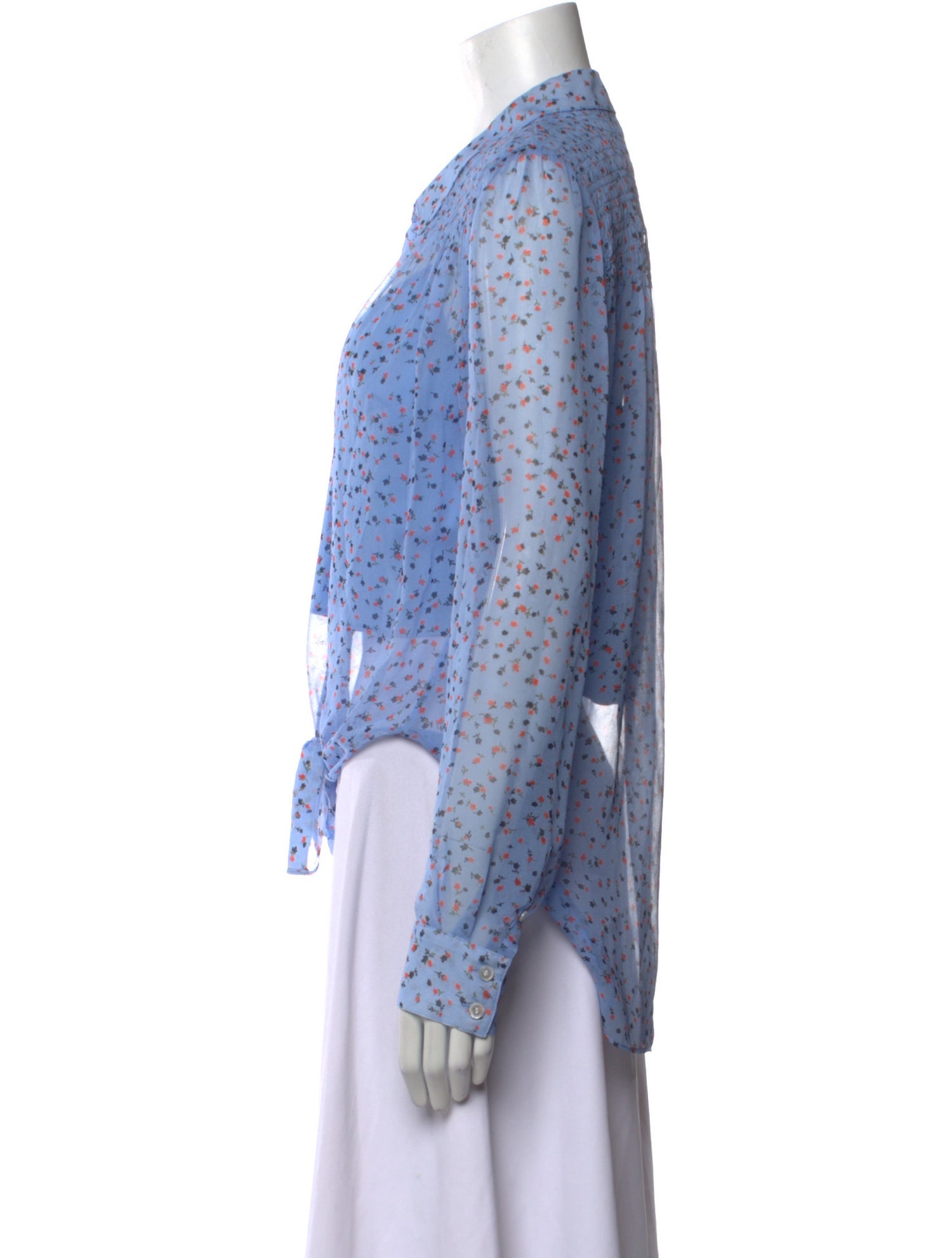 Veronica Beard Silk Floral Print Button-Up Top