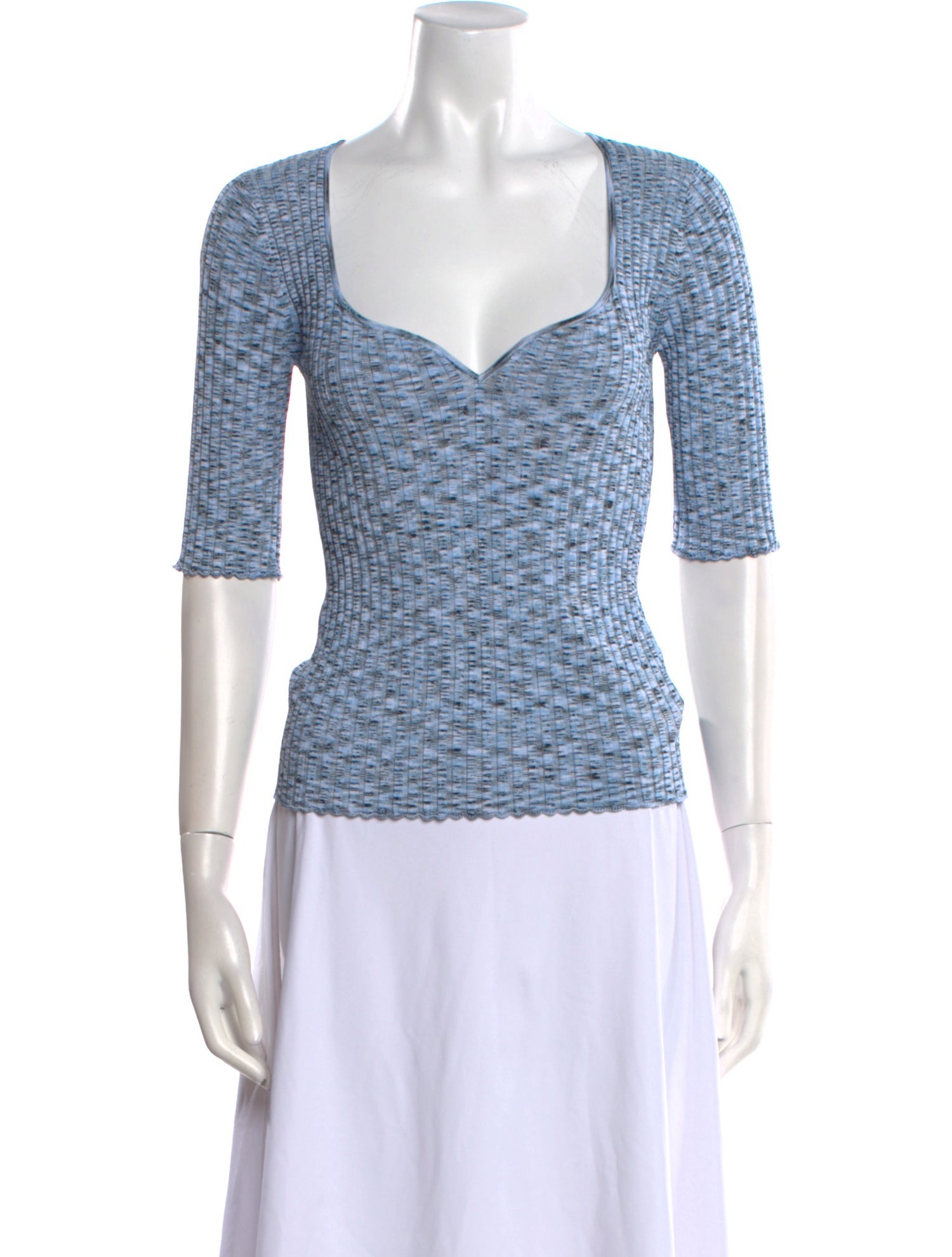 Veronica Beard Square Neckline Three-Quarter Sleeve Top