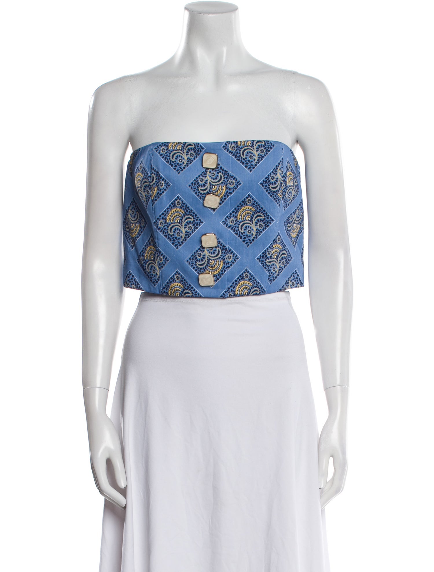 Veronica Beard Printed Strapless Crop Top w/ Tags