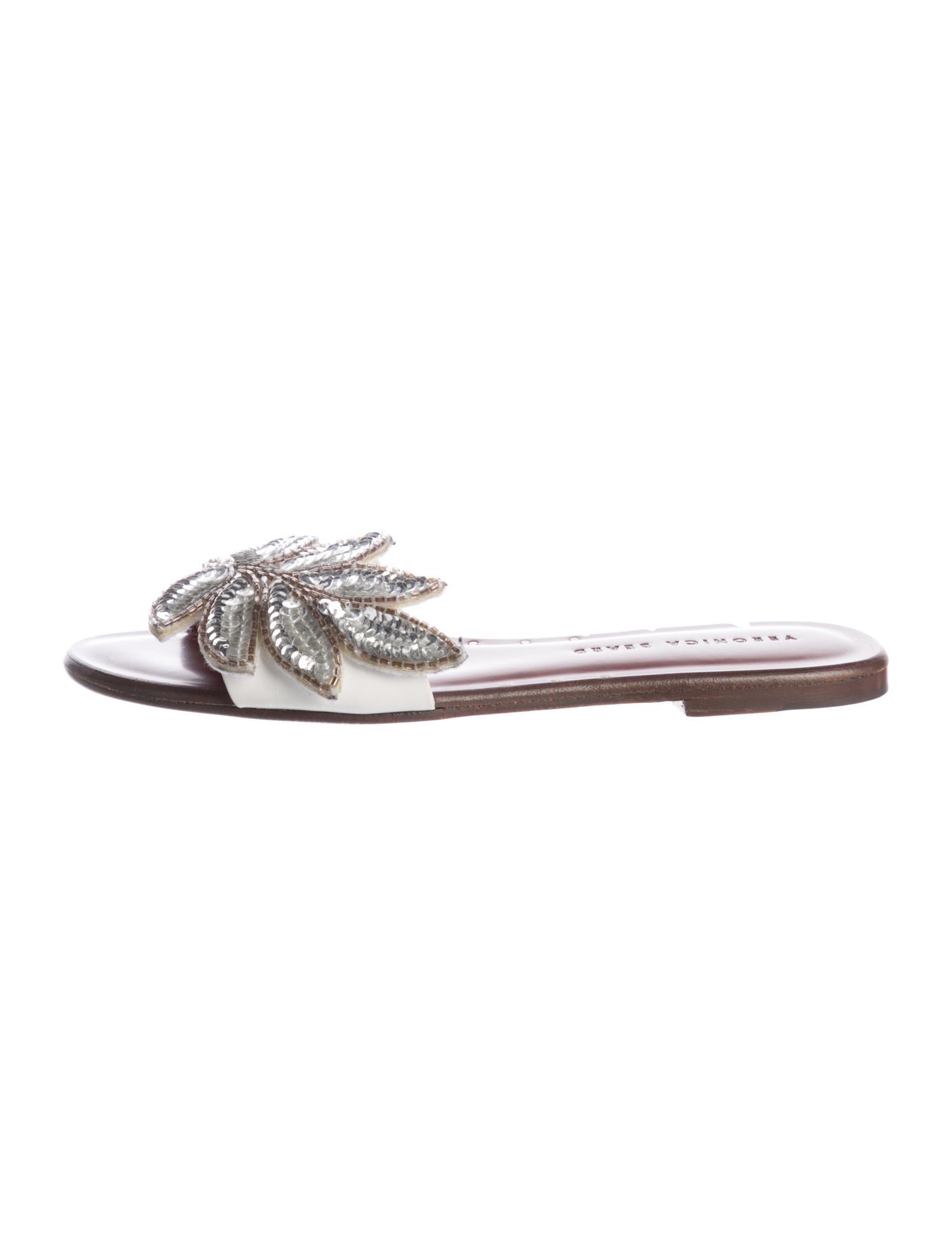 Veronica Beard Leather Sequin Embellishments Slides