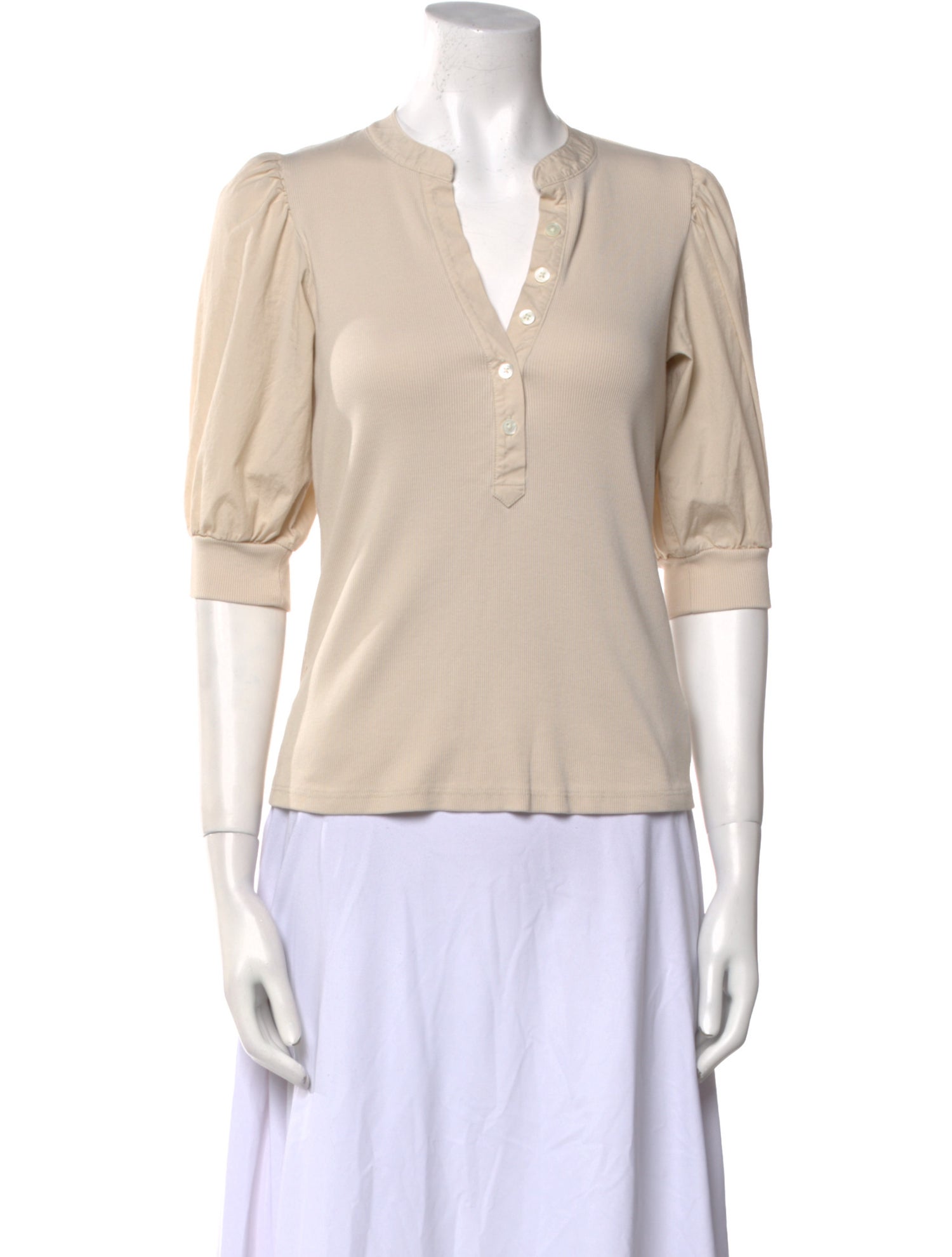 Veronica Beard V-Neck Three-Quarter Sleeve Polo