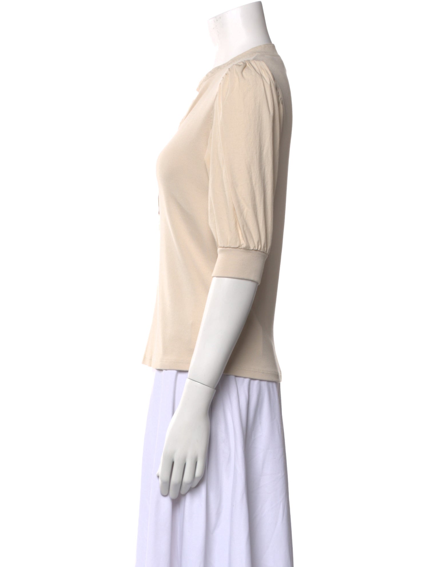 Veronica Beard V-Neck Three-Quarter Sleeve Polo