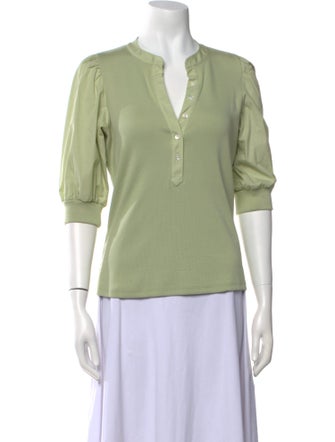 Veronica Beard V-Neck Three-Quarter Sleeve Polo
