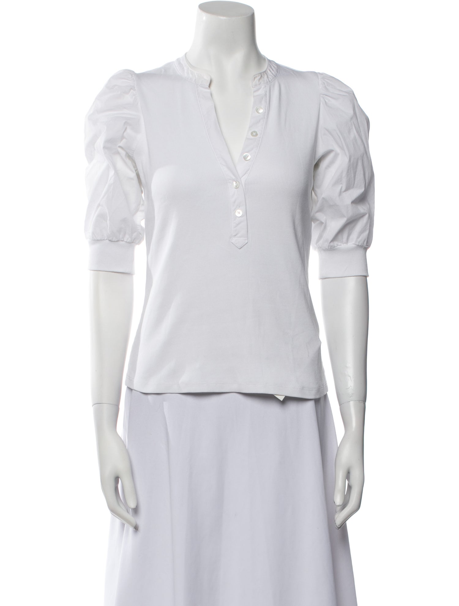 Veronica Beard V-Neck Three-Quarter Sleeve Polo