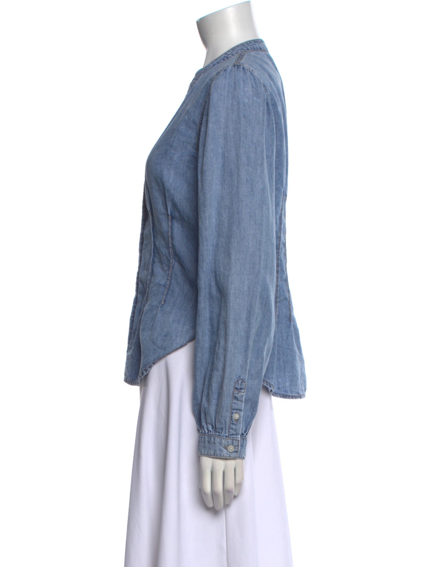 Veronica Beard V-Neck Long Sleeve Button-Up Top