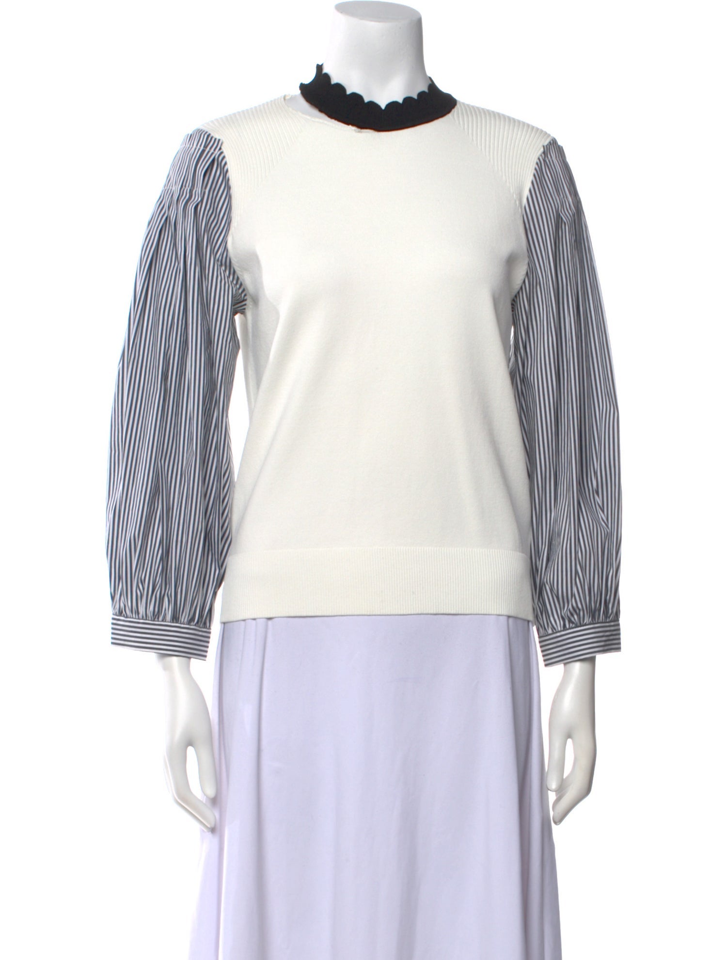 Veronica Beard Striped Mock Neck Sweatshirt