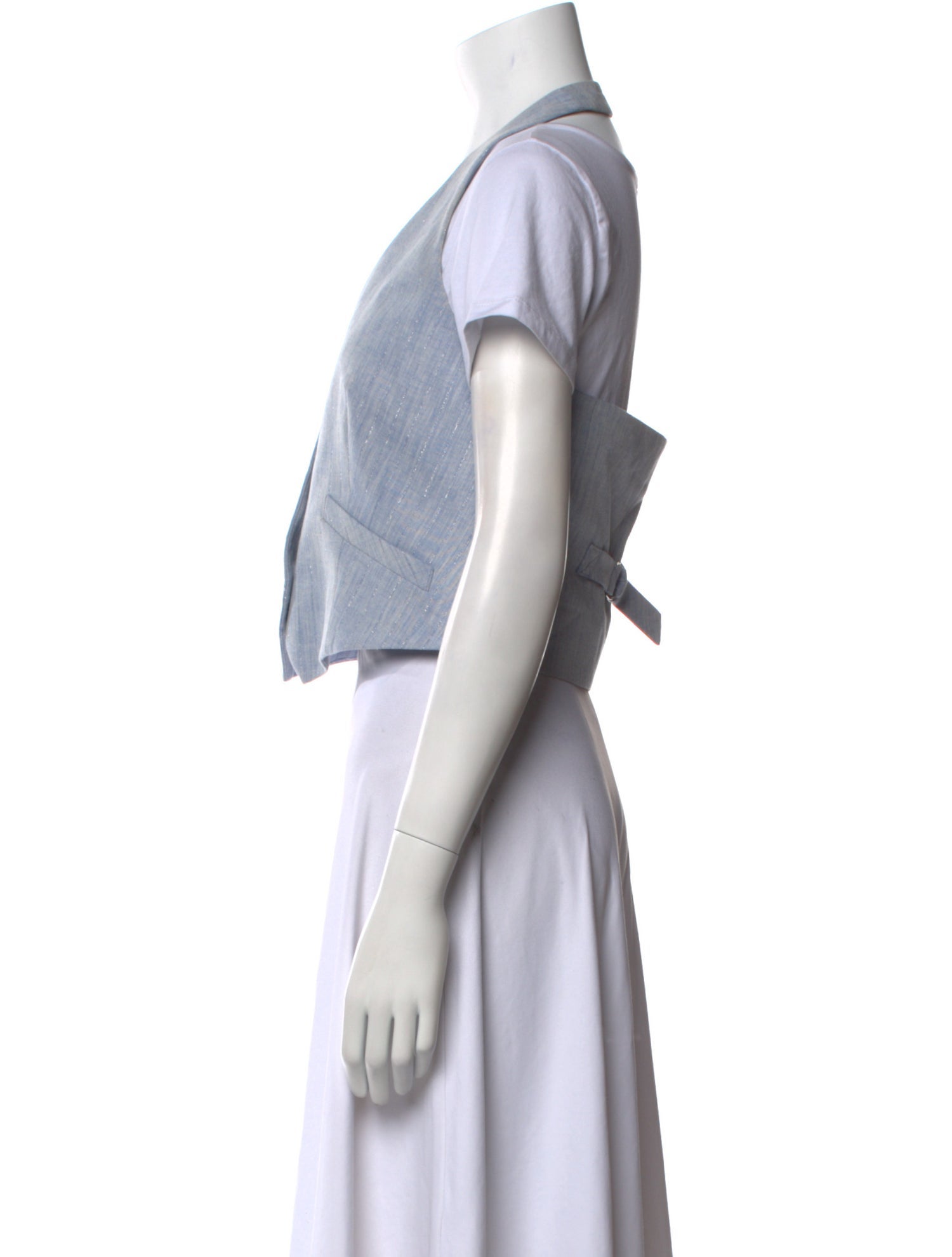 Veronica Beard V-Neck Short Sleeve Crop Top