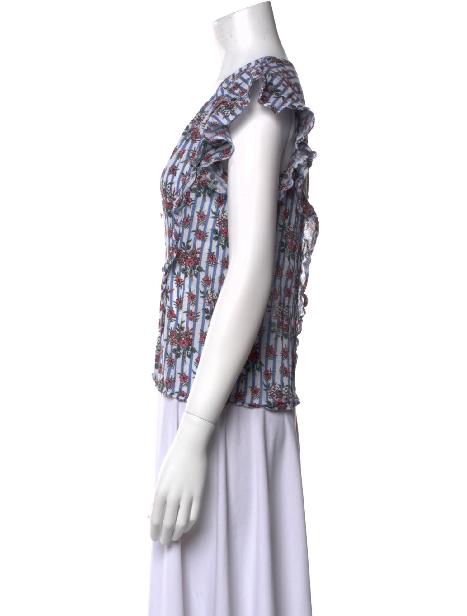 Veronica Beard Printed V-Neck Blouse