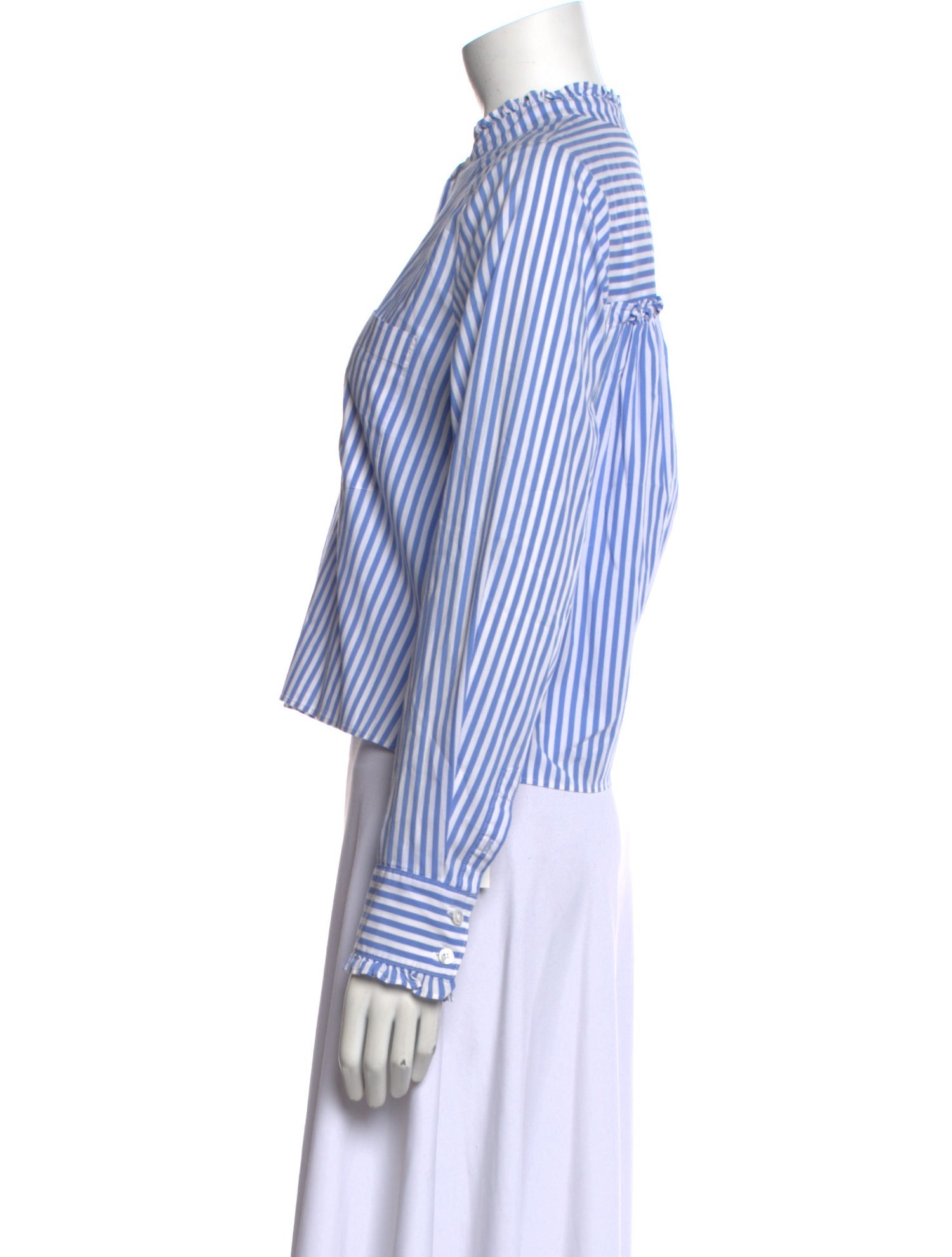 Veronica Beard Striped Long Sleeve Button-Up Top