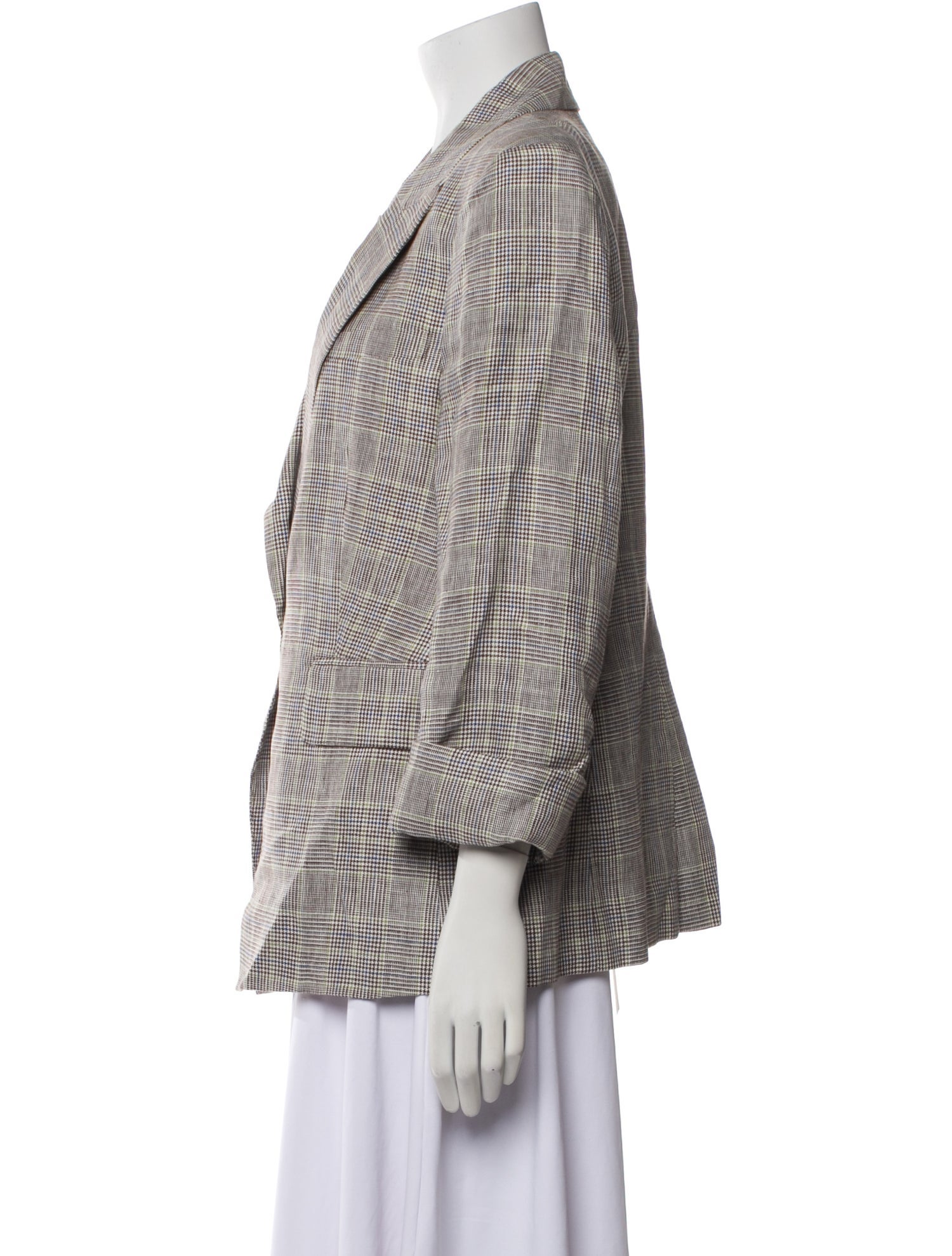 Veronica Beard Linen Plaid Print Blazer