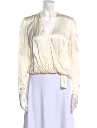 Veronica Beard Silk V-Neck Crop Top