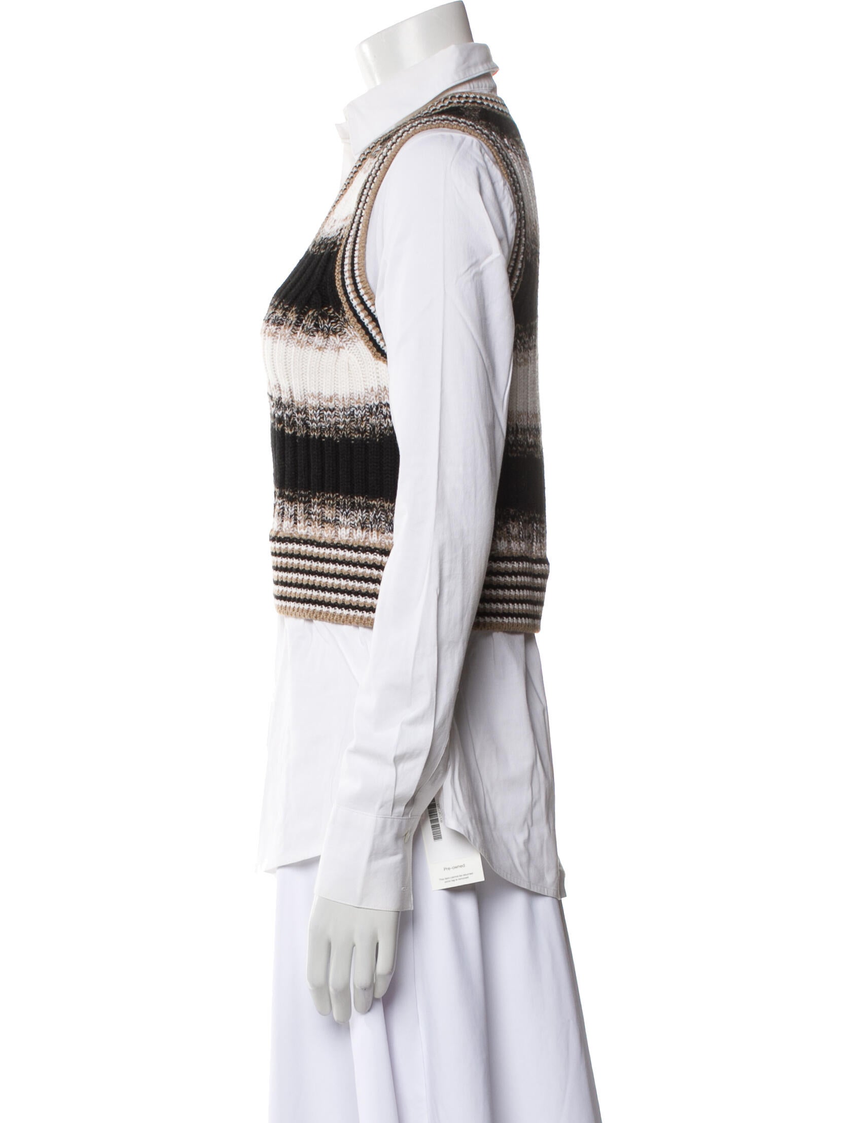 Veronica Beard Merino Wool Striped Button-Up Top