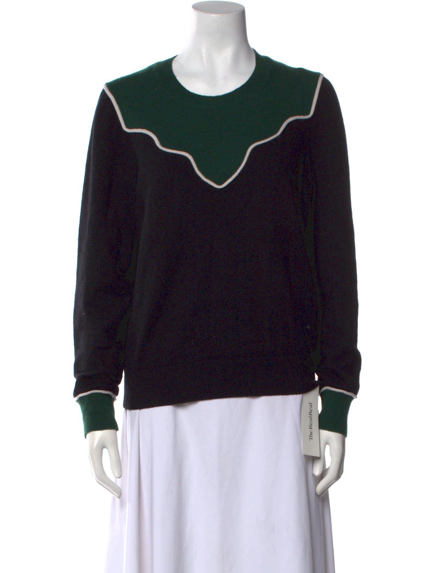 Veronica Beard Cashmere Colorblock Pattern Sweater