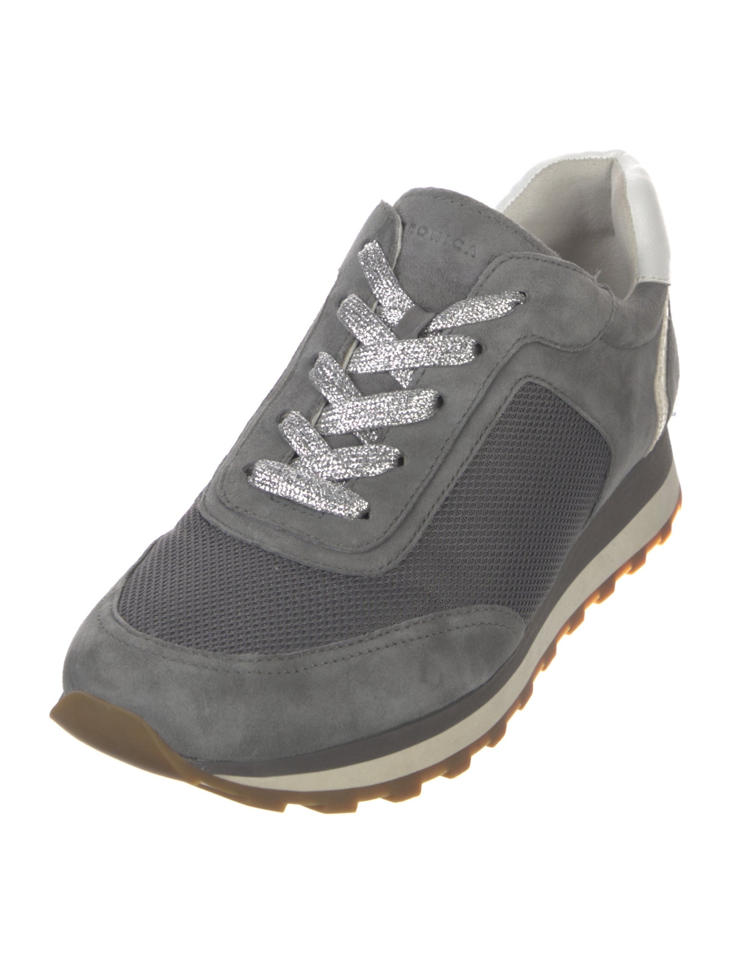 Veronica Beard Suede Glitter Accents Athletic Sneakers