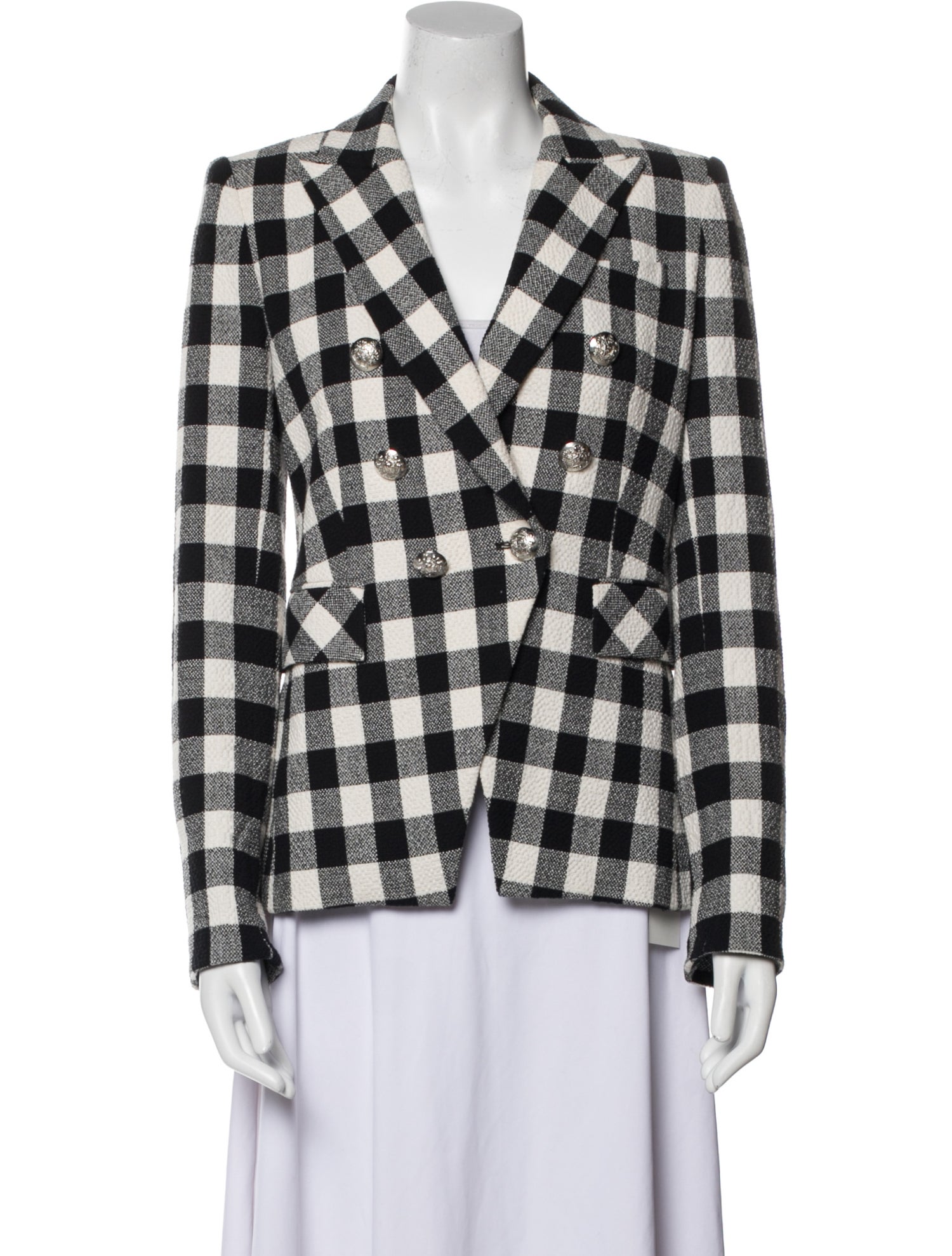 Veronica Beard Linen Plaid Print Blazer